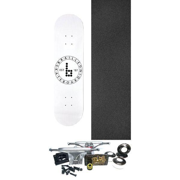 Braille Skateboards Classic B Circle White / Black Skateboard Deck - 8.5" x 32" - Complete Skateboard Bundle